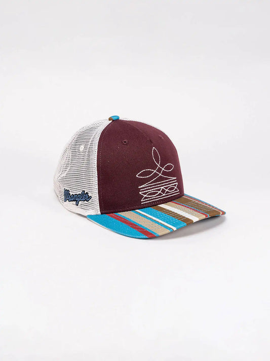 Stripe Bill Boot Stitch Trucker Hat:Cappuccino:One Size
