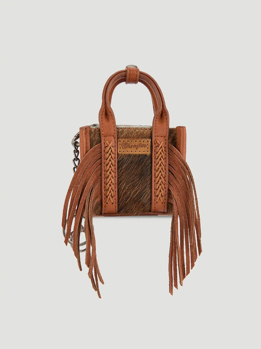 Fringe Mini Tote Key Chain:Brown:One Size