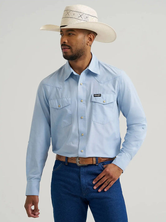 Wrangler All Terrain Gear Men's Drover Utility Shirt in Cerulean