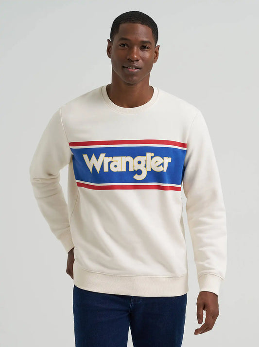 Wrangler Legacy Logo Graphic Fleece Sweatshirt in Antique White