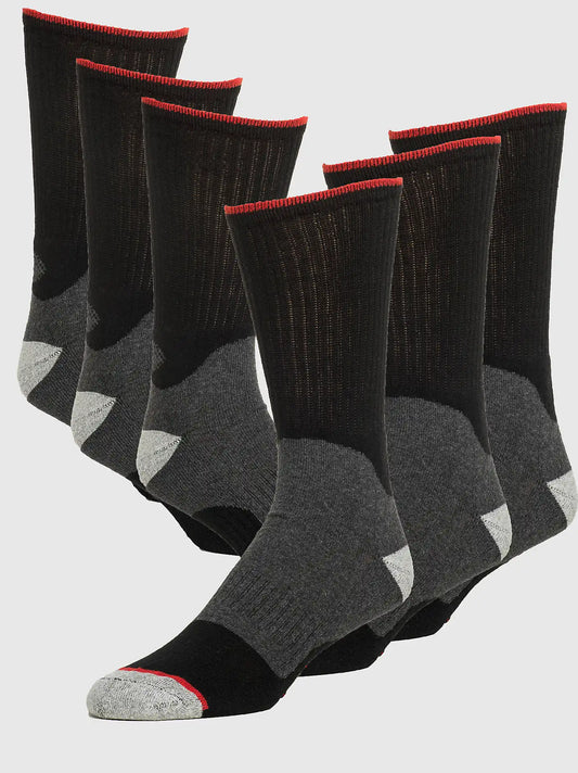 Mens Crew Work Socks (6-Pack):Black:ONE SIZE