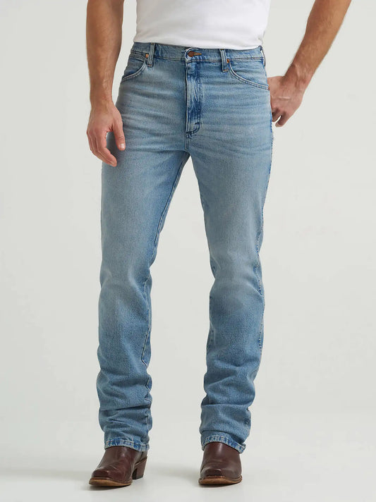 Wrangler® Cowboy Cut® Slim Fit Vintage Wash Jean in Authentic Blue