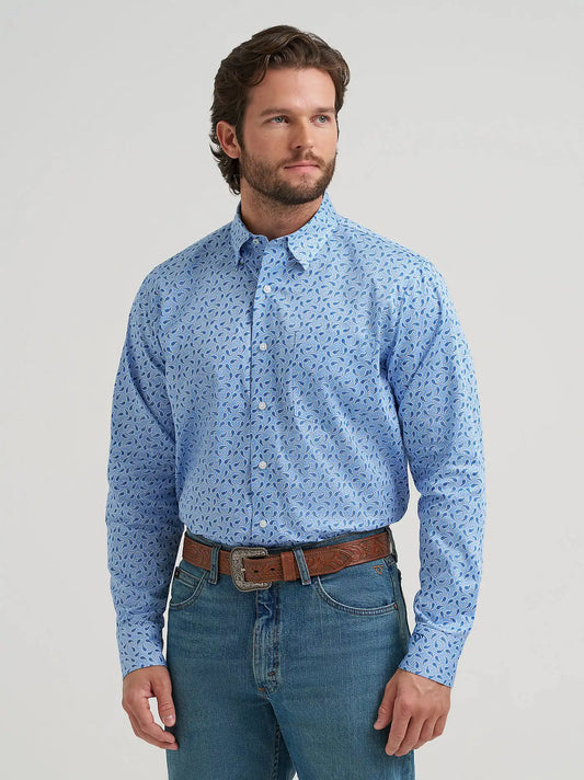 Men's Cody Johnson One Pocket Button Down Shirt in Sky Paisley