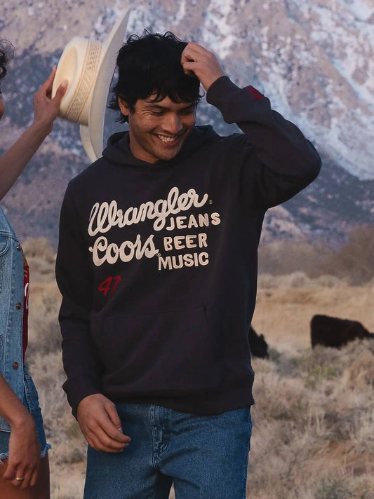Wrangler x Coors Logo Hoodie in Washed Black