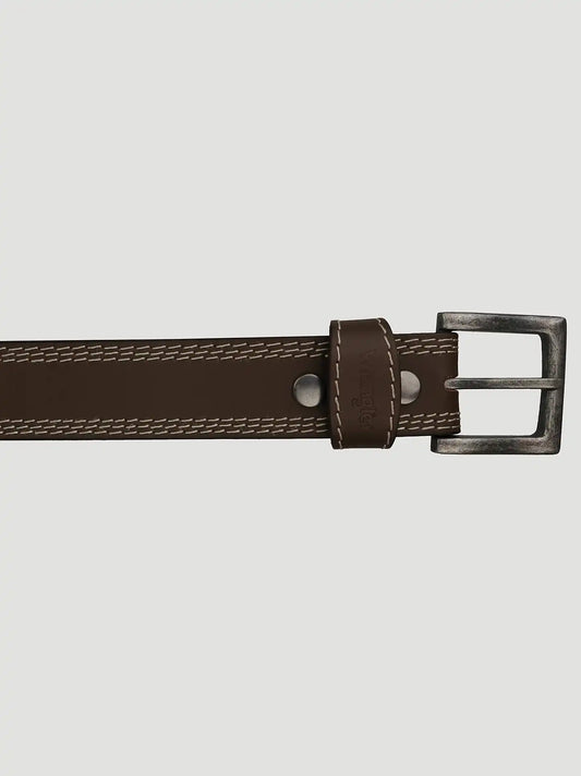 Men's Contrast Triple Stitch Belt in Brown