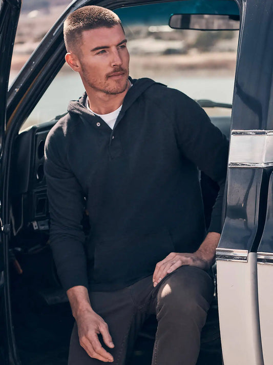 Mens Lightweight Hooded Pullover:Caviar:S