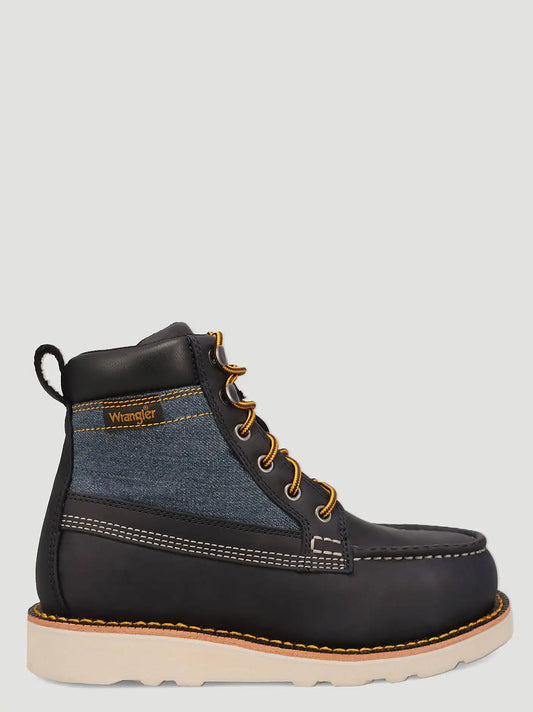 Women's Tessa Steel-Toe Denim Lace-Up Work Boot in Indigo