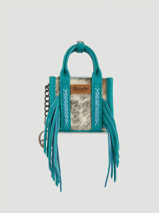 Fringe Mini Tote Key Chain:Turquoise:One Size