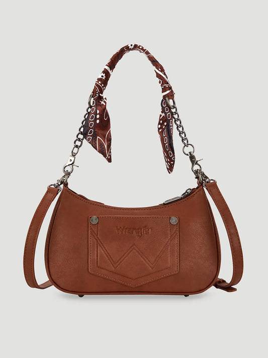 Bandana Print Shoulder Bag:Brown:One Size: