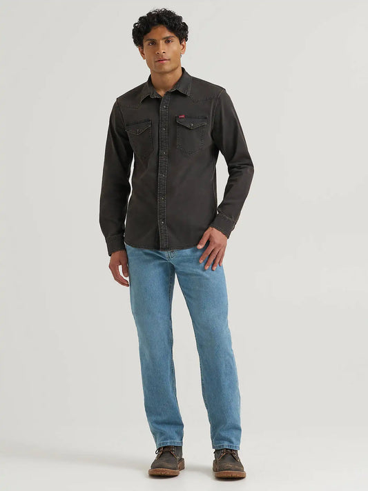 Men's Denim Western Snap Shirt in Black