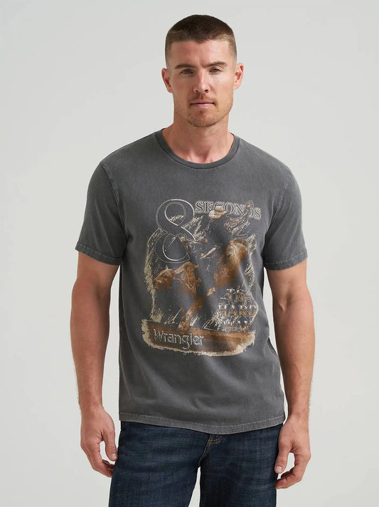 Hard Way Rodeo Graphic T-Shirt in Mineral Wash Black
