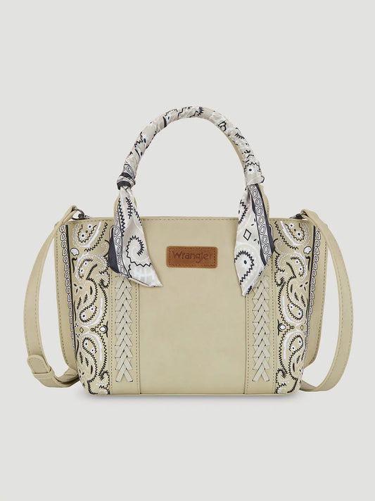 Bandana Print Wide Mini Tote:Tan:One Size: