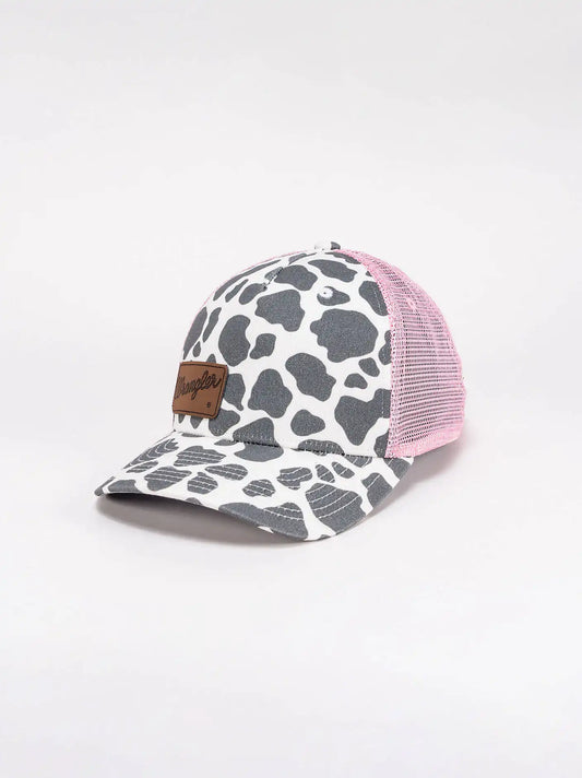 Women's Cow Print Mesh Trucker Hat:Pink:One Size