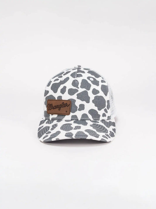Women's Cow Print Mesh Trucker Hat:White:One Size