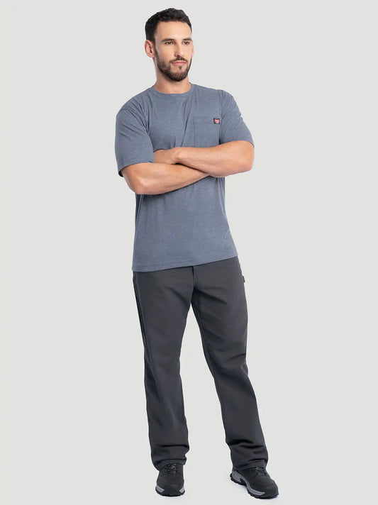 Men's Workwear Heather Pocket T-Shirt in Sea Blue