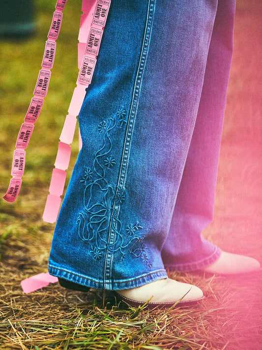 Wrangler x LoveShackFancy Wide Leg Jean in Medium Wash