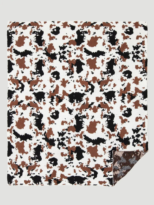 Wrangler Stretchy Throw Blanket:Brown/White:One Size