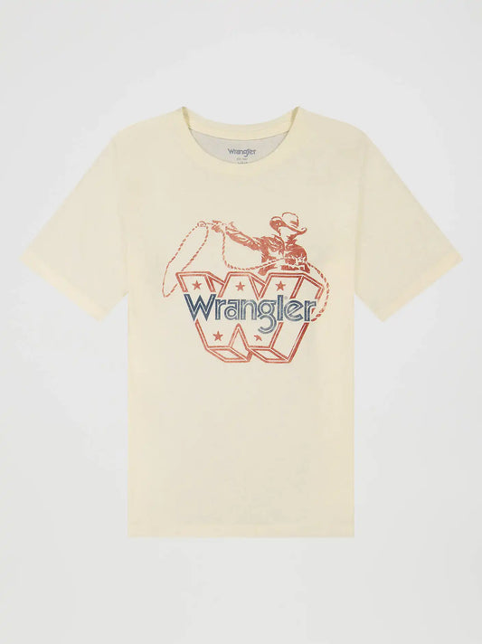 Boy's Ropin W Graphic T-Shirt in Antique White Heather