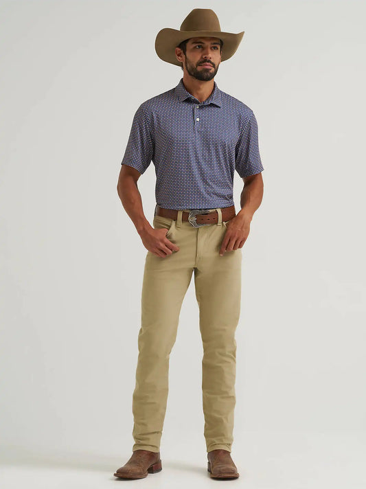 Wrangler All Terrain Gear Men's Performance Polo Shirt in Blue Depths