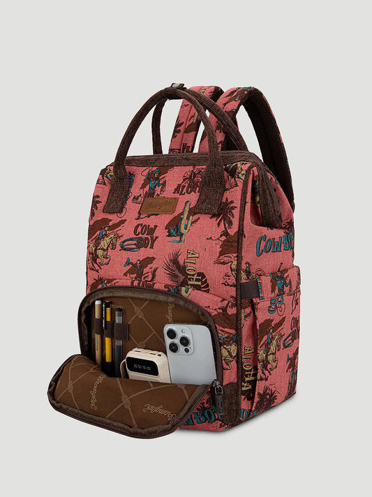 Aloha Cowboy Print Backpack:Hot Pink:One Size
