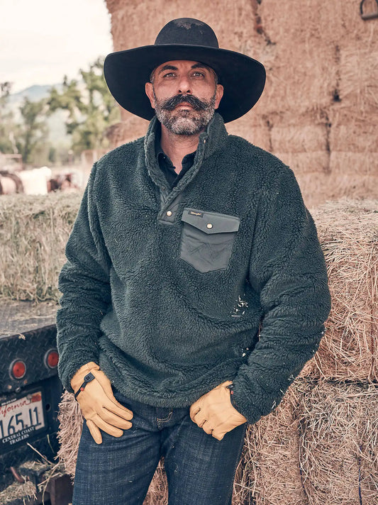 Men's Hay Away Sherpa Quarter Snap Pullover in Dark Spruce