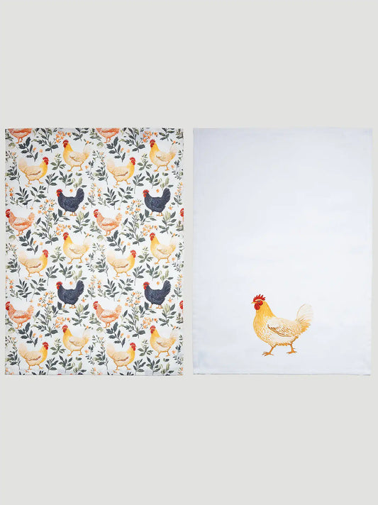 Wrangler Tea Towels 2 Pack:Chicken:One Size