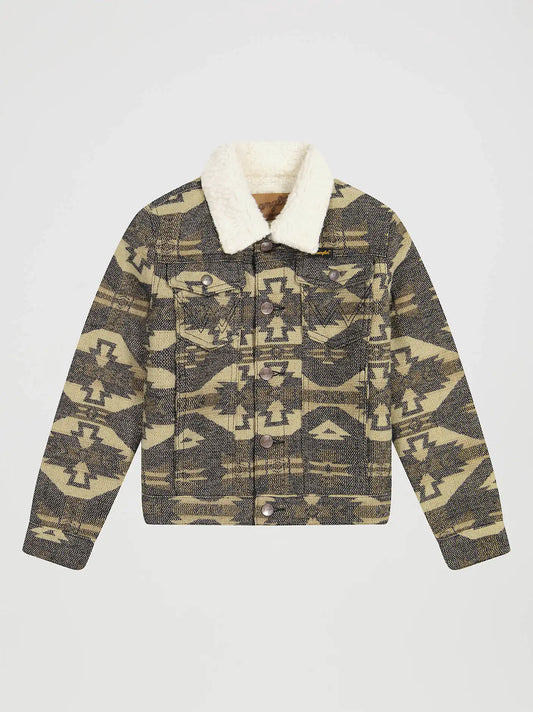 Boy's Wrangler® Sherpa Lined Jacquard Print Jacket in Elmwood