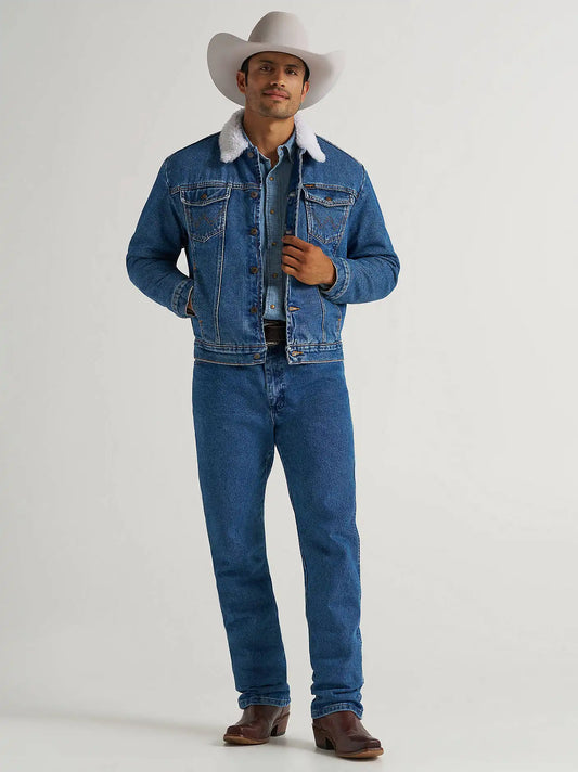 Wrangler® Western Sherpa Lined Denim Jacket in Stonewash Sherpa