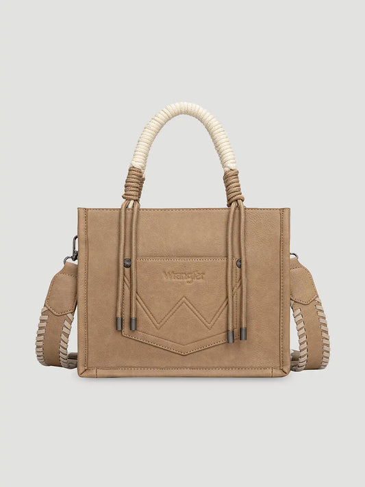 Cow Print Fringe Mini Tote:Khaki:One Size: