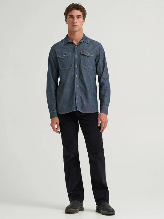 Men's Relaxed Fit Stretch Shirt in Shadow Indigo