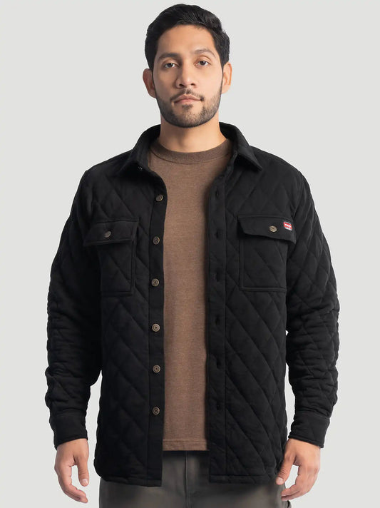 Men's Workwear Diamond Quilted Shacket in Black