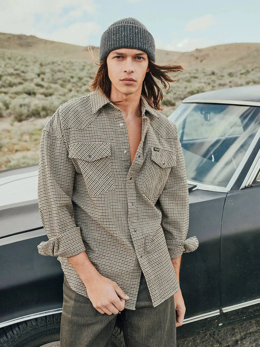 Men’s Western Flannel Oversized Shirt in Mojave Heather