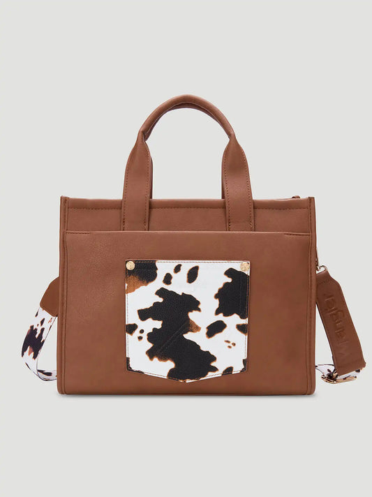 Studded Cowhide Mini Tote:Brown:One Size: