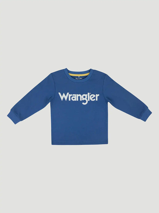 Wrangler Toddler Boy's Long Sleeve Graphic T-Shirt in Indigo Logo