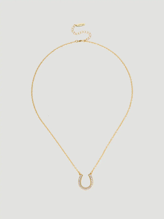 Cowgirl Lucky Horseshoe Necklace:Gold:One Size:
