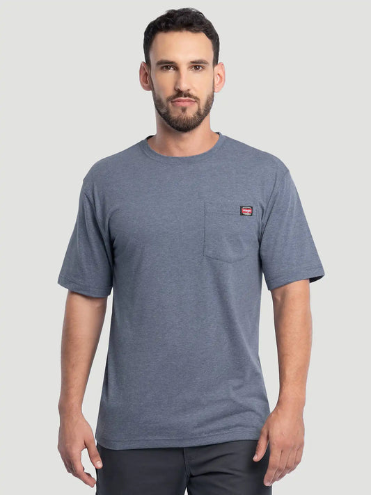 Men's Workwear Heather Pocket T-Shirt in Sea Blue