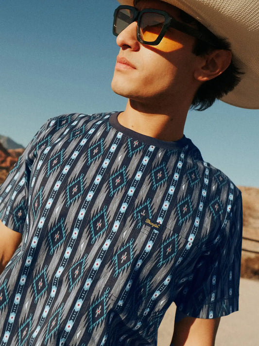 Chaco x Wrangler Printed Pocket Tee in Black Checotah