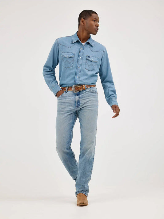 Wrangler® Cowboy Cut® Original Fit Vintage Wash Jean in Authentic Blue