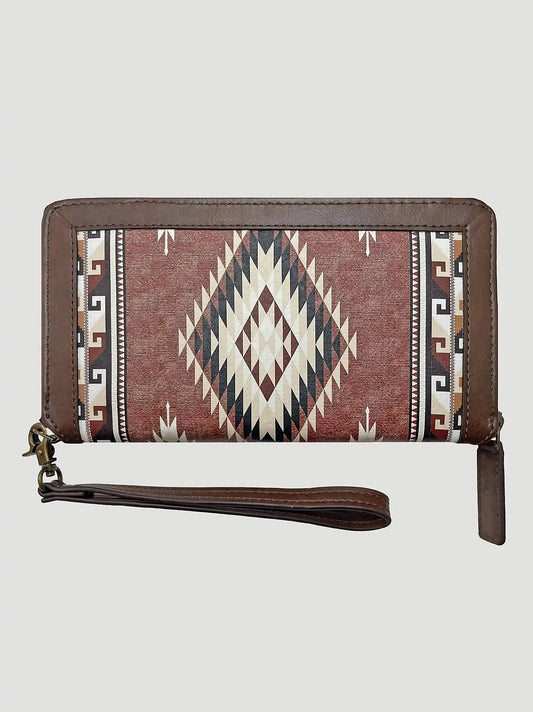 Southwest Print Wristlet:Brown:One Size
