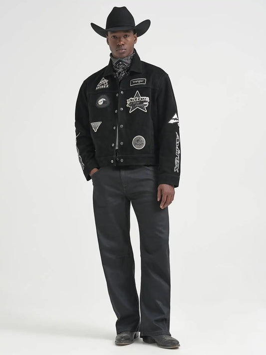 Wrangler x AVIREX Coated Barrel Jean in Black Coated