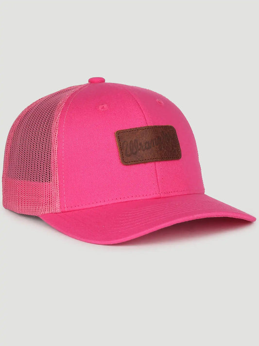 Womens Wrangler Leather Patch Baseball Cap:Pink:One Size