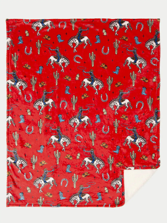 Wrangler Lounge Plush Sherpa Blanket:Red:One Size