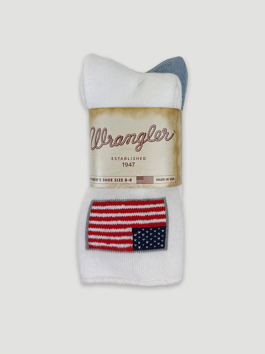 Womens Flag Roll Top Micro Crew Socks 2 Pack:White/Blue:One Size