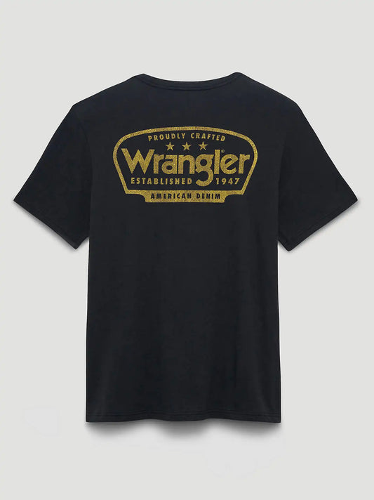Proudly Crafted Logo Back Graphic T-Shirt in Washed Black