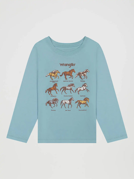 Girl's Long Sleeve Cowgirl First Graphic Tee in Blue