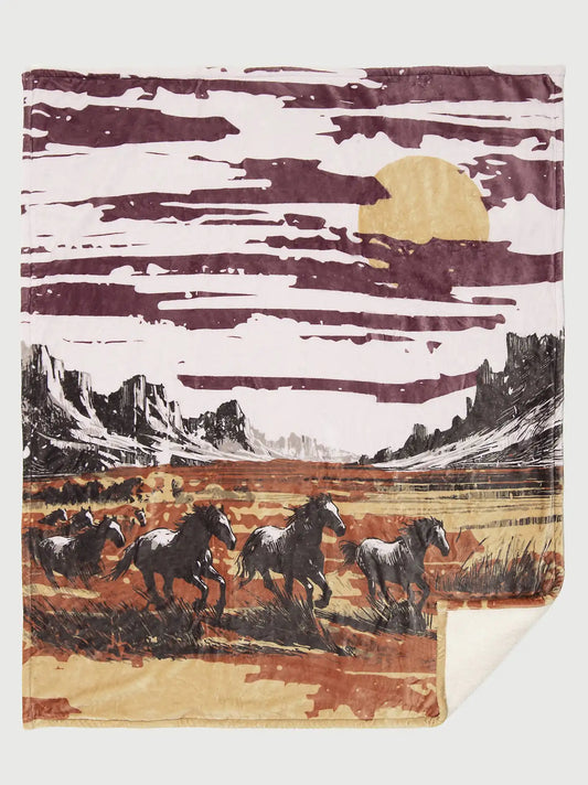 Wrangler Lounge Plush Sherpa Blanket:Multi:One Size