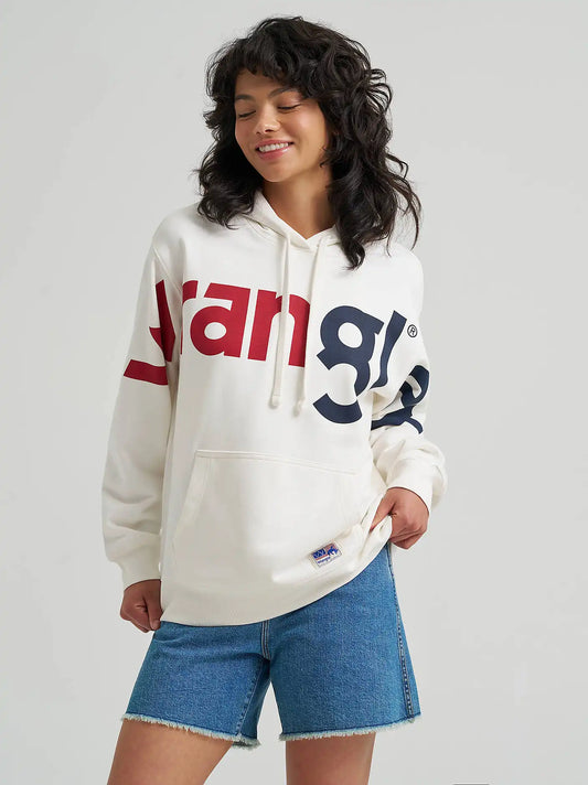 Wrangler® Americana Wide Open Spaces Logo Hoodie in White