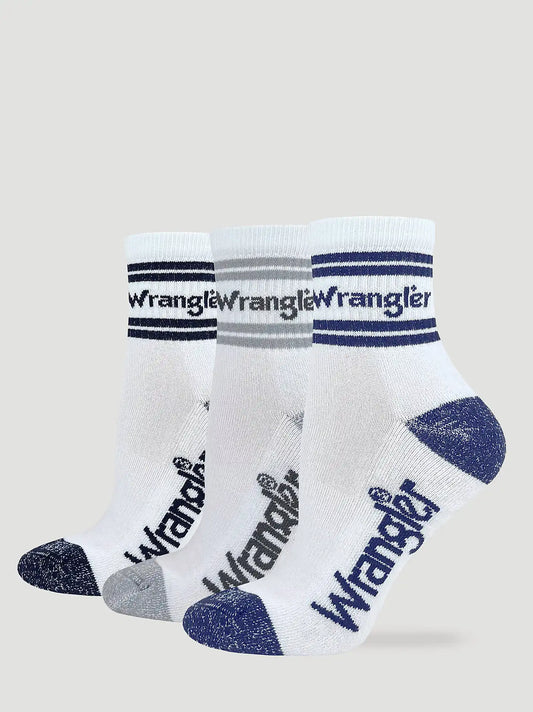 Womens Wrangler Stripe Quarter Socks 3 Pack:Neutral:One Size