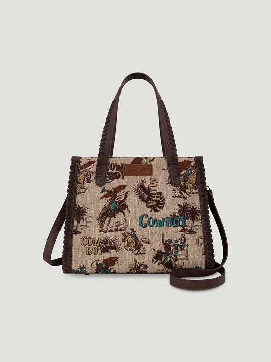 Aloha Cowboy Print Small Tote:Tan:One Size: