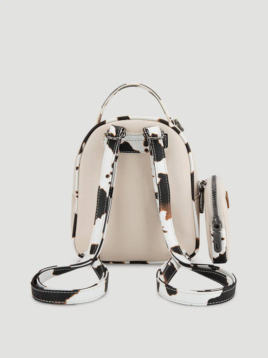 Cow Print Backpack with Coin Pouch:Tan:One Size: